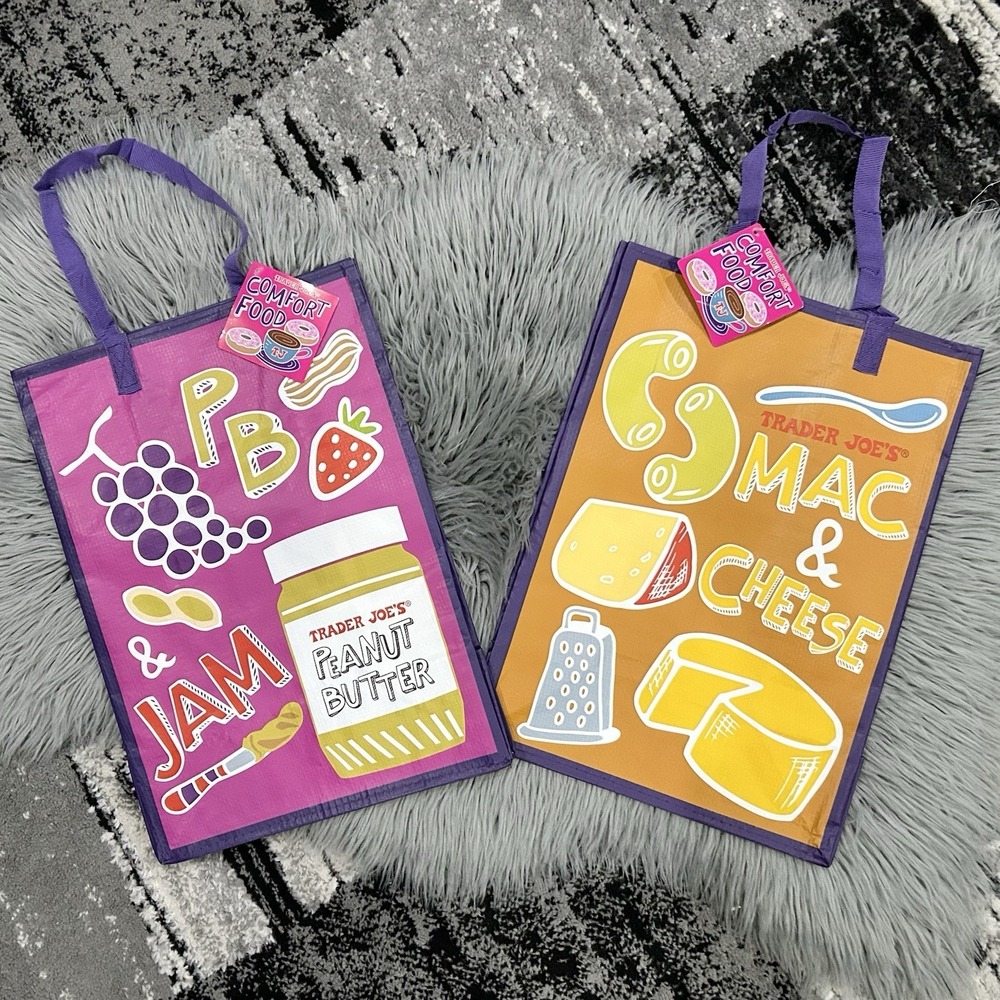 Trader Joe's ECO Reuseable Grocery Shopping Tote Bag Comfort Foods NWT